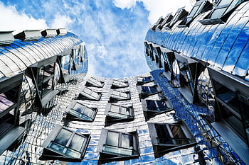 zollhof, gehry, dusseldorf, media Harbour, germany, television Tower, building, urban, rheinturm, city, modern