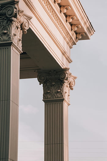 neoclassical building, Corinthian columns, Afionas Greece, close-up architecture, neoclassical columns, architectural details, Greek architecture, historical building, ornate columns, classical design, cultural heritage