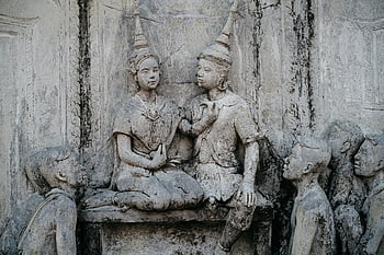 chrám, sochařství, buddhista, socha, kámen, starý, náboženství, umění, kultura, apsara, řezba