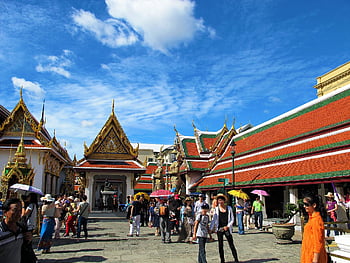 temple Of The Emerald Buddha, grand Palace, bangkok, thailand, wat Phra Kaew, palace, architecture, historical, landmark, crowd, people