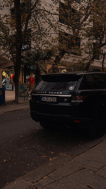 range rover, Black Range Rover, zaparkované auto, Istanbul, krocan, podzim, pouliční scény, městském prostředí, luxusní vozidlo, podzimní listí, panoráma města