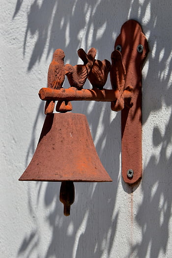 bell, ring, iron, metal, rusty, rust, call, door, antique, old, classic