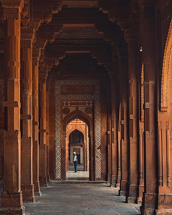 Hnědé pískovcové oblouky, jama masjid, fatehpur sikri, Indie, Pískovcové oblouky, Vnitřní Sanctum, historické architektury, architektura, starobylé budovy, kulturní dědictví, cíl cesty