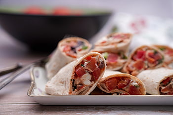 wrap, food, dish, cuisine, tortilla, vegetables, feta Cheese, cheese, tomato, paprika, meal