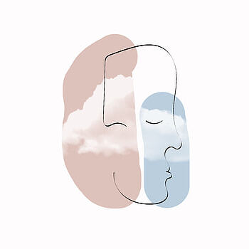 tváře, perokresby, design, Jemné linky, Pozadí, jednoduchý, jednoduchost, hravý, mraky