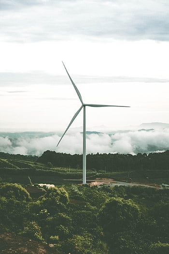 mulino a vento, turbina eolica, nuvole, cielo, energia eolica, natura, paesaggio