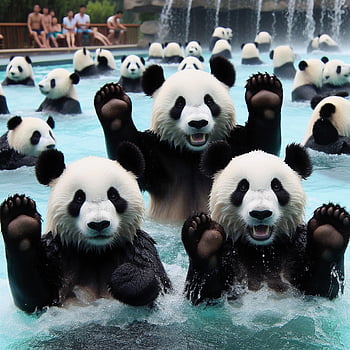 pandas, panda Bears, nature, animals, mammals, bears, fun, comic
