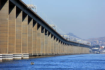 rio, brazil, bridge, nature, vasco Da Gama Bridge, landscape, sea, water, blue