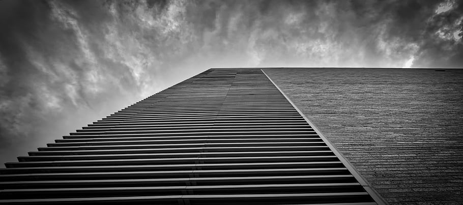 hdr, mraky, cihly, Černý a bílý, budova, austin, texas, architektura, uy, univerzita, sony a7r