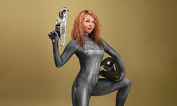 žena, cosplay, kostým, robot, cyberpunk, fantazie, zbraně, voják, budoucnost, android, bot