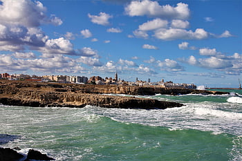 monopoli, Itálie, puglia, apulie, moře, letní, krajina, město, pláž, skály