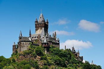 castle, hill, cochem, reichsburg, architecture, middle Ages, landmark, historical, heaven, clouds, saxony