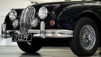 auto d'epoca nera, giaguaro classico, griglia frontale, fari, impostazione vintage, macchina classica, macchina vintage, macchina del giaguaro, fari dell'auto, griglia per auto, 1722 pf