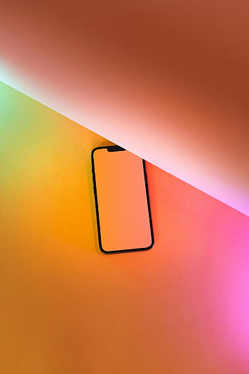 iphone xs max, bunter Hintergrund, Minimalistisches Smartphone, lebendiger Gradient, reichlich Kopierraum, Smartphone Mockup, modernes Design, technisches Produkt, Verlaufsfarben, Produktfotografie, Smartphone -Display