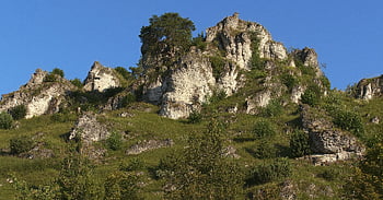 hory, summitu, krajina, Příroda, Skála, vrchovina, franconian švýcarsko, pottenstein, vápenopísková cihla