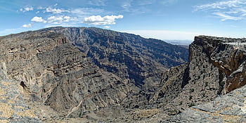 Oman, region ad dakhiliyah, Jabal Shams, Berge Jabal Al-Akhdar, Schlucht, Berge, Rock, Landschaft, Panorama, Himmel, Wolken