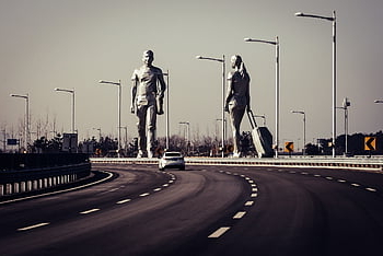 to Travel, highway, characters, incheon Airport, korea, big, giants, road, transport