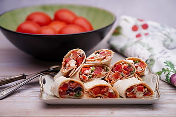 wrap, food, dish, cuisine, tortilla, vegetables, feta Cheese, cheese, tomato, paprika, meal