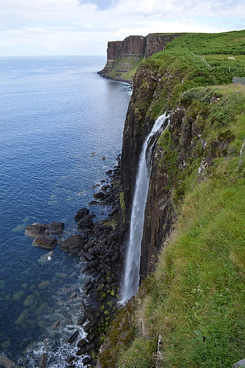 kilt rock, Ilha de Skye, Escócia, cascata, agua, natureza, Rocha, penhasco, místico, Planalto, panorama