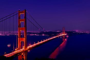 Golden Gate-silta, san francisco, yövalokuvaus, arkkitehtuurivalokuvaus, yötaivas, valaistu silta, upea näkymä, Yhdysvallat, kaupungin valot, sillan valot, yökuvaus