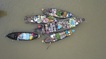 floating Market, vietnam, cantho City, mekong Delta, market, boat, vegetables, asia, countryside