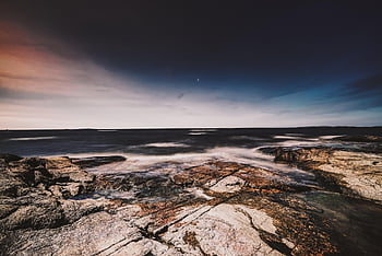 coast, windows Wallpaper, beautiful Wallpaper, laptop Wallpaper, unknown, moon, hd Wallpaper, mac Wallpaper, dusk, landscape, spontaneous