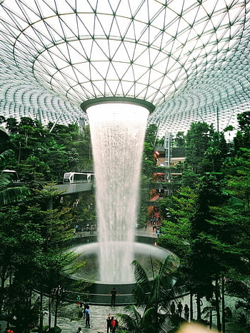 gioiello di Singapore, Singapore, aeroporto, gioiello, changi, punto di riferimento, moderno, natura, interno, cascata, Asia