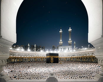 kaaba, masjid al-haram, makkah, Arab Saudi, pemandangan malam, peziarah, Islam, situs suci, keagamaan, menara, Arsitektur
