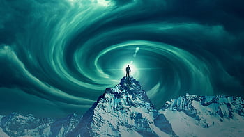 man, swirl, wormhole, mountain Top, adventure, hiking, outdoor, motivation, freedom, landscape, fantasy