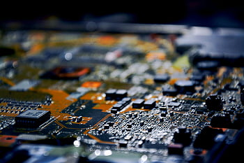 Microcircuit, close-up, electronic circuit board, detailed view, modern technology, high-resolution, circuit components, microelectronics, electronic device, closeup photography, technology advanced