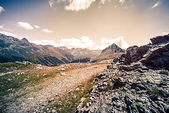 montañas, paisaje, cielo, nubes, rocas, camino, excursionismo, escénico, alpino, aventuras, Bernina
