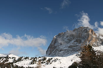hory, sníh, zimní, zasněžené hory, Alpy, sassolungo, dolomity, val gardena, krajina, Příroda, sjezdovky