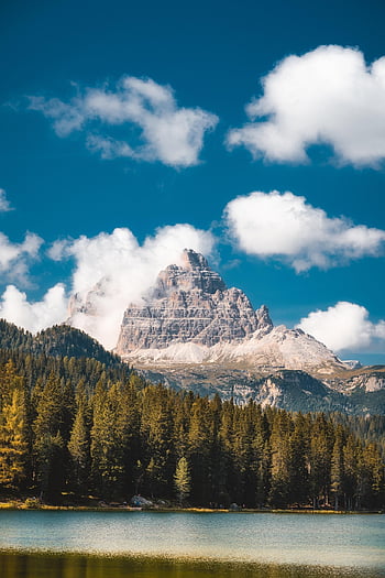 lago, montagne, foresta, alberi, boschi, conifere, conifero, foresta di conifere, catena montuosa, dolomiti, Alpi
