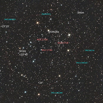 NGC 1746、 注釈、 星、 PGCオブジェクト、 天の、 天文学、 スターフィールド、 NGC 1750、 NGC 1758、 座標、 スペース