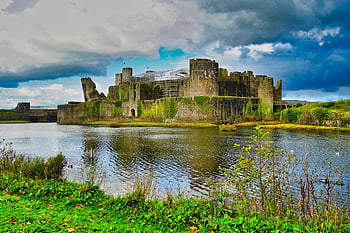 hrad, hradní příkop, mezník, ruiny, caernarfon, Wales, slavný, atrakce