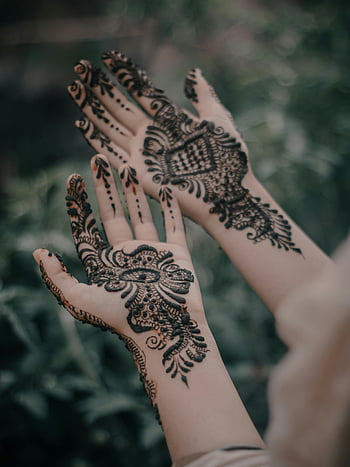 Mehndi, henna patterns, hands, cultural art, Srinagar, close-up, beautiful designs, traditional tattoo, intricate patterns, palm art, henna art