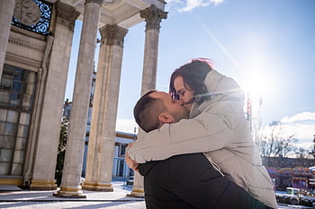 kiss, love, romance, affection, couple, outdoors, relationship, happiness, together