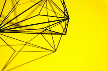 decoração geométrica, fundo amarelo, desenho abstrato, formas geométricas, arte Moderna, padrões geométricos, design minimalista, arte contemporânea, Linhas geométricas, amarelo e preto, sombras geométricas
