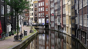 Amsterdam, kanaal, stad, natuur, waterweg, gebouwen, weg, straat, reflectie, water, stedelijk
