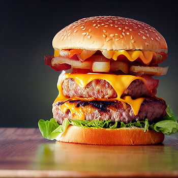 hamburger, double patty burger, maso, jídlo, restaurace, oběd, Fast Food, jíst, hladový, Vegt, hranolky