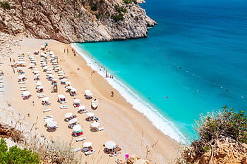 beach, people, tourists, vacation, summer, summer Vacation, holiday, crowd, beach Umbrellas, shore, seashore