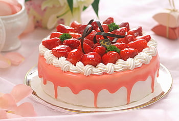 tort de capsuni, căpșuni glazurate, frisca, masa de desert, tort delicios, toppinguri de tort, roz îngheț, tort de decorare, alimente fotografice, dulce trata, desert