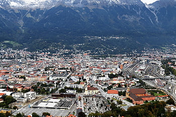 hory, město, budov, panoráma, panoráma města, innsbruck, Rakousko, Tyrolsko, architektura, Příroda, krajina