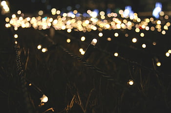 řetězec světla, zářící světla, bokeh efekt, noční fotografie, detail, venkovní osvětlení, dekorativní světla, Slavnostní světla, teplé osvětlení, okolního osvětlení, bokeh pozadí