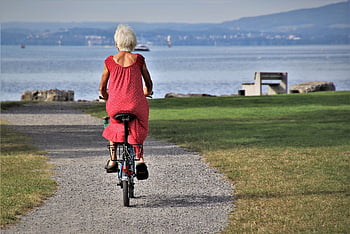 park, bike, senior, lonely, cycling, woman, old Woman, recreational Activities, entertainment, sanatorium, active