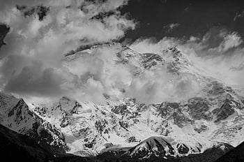 mountain, nanga Parbat, diamer, clouds, himalayas, skardu, karakoram, nature, landscape, black And White, black
