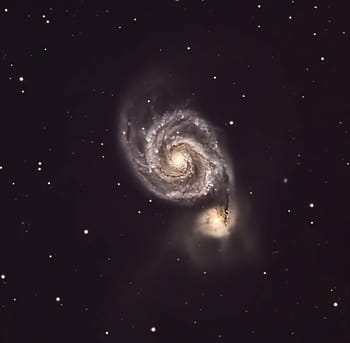 M51, Whirlpool Galaxy, spiral galaxy, astronomical image, deep space, star field, celestial object, galaxy cluster, cosmic structure, astrophotography, data collection