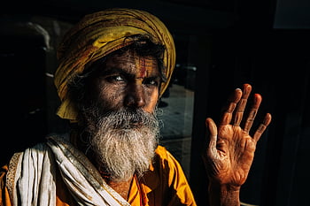 old Man, beard, portrait, face, hand, man, old, aged, senior, elderly, traditional Wear