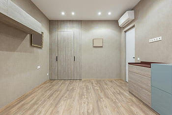 tágas szoba, modern szekrény, minimalista belső tér, Fapadlók, finom világítás, üres szoba, kortárs design, belsőépítészet, modern bútorok, lakberendezés, tágas belső