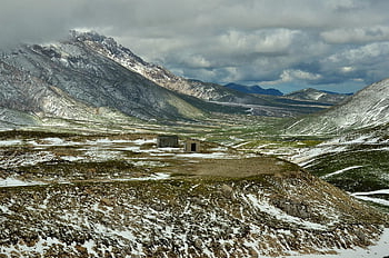 abruzzo, hory, sníh, Itálie, zimní, krajina, mraky, nebe, Příroda, Evropa